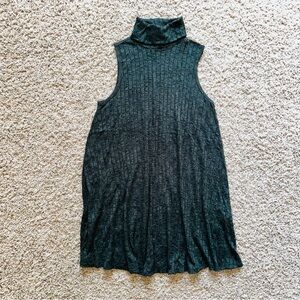 Ribbed Sleeveless Turtleneck Dress in Olive Green Medium M Forever 21